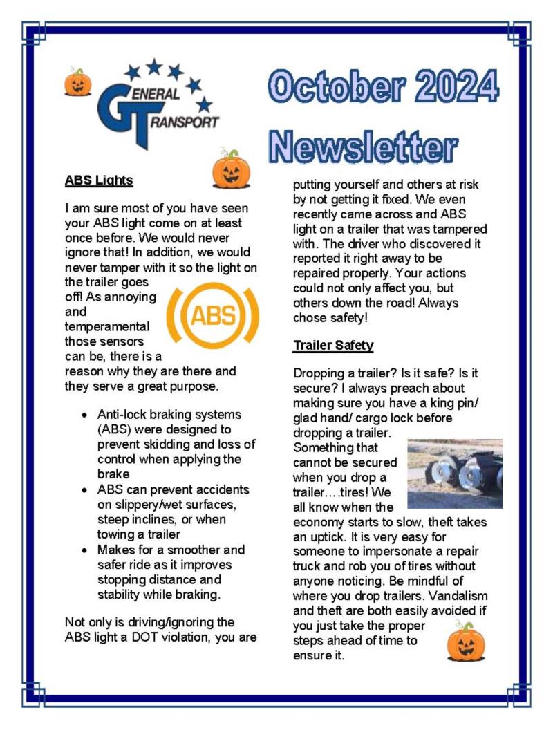 General Transport October 2024 Newsletter